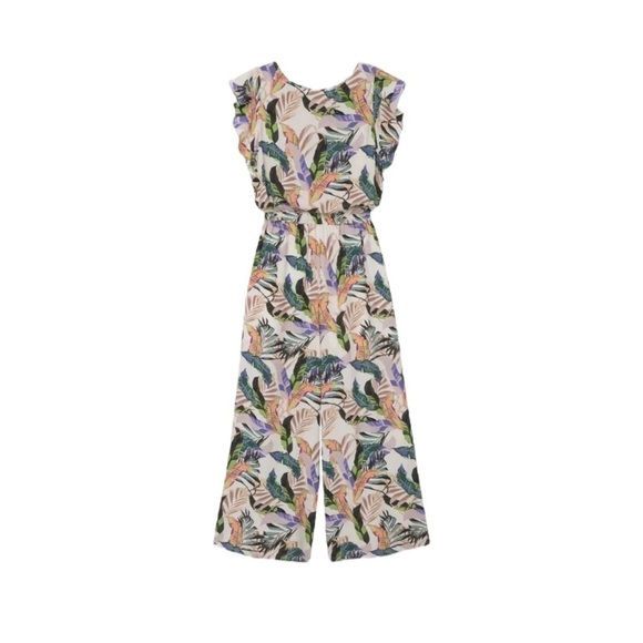 🌺SANCTUARY Antonella Tropical Palm Print Wide Leg Tie-back Jumpsuit Size M🌺 - Picture 2 of 10